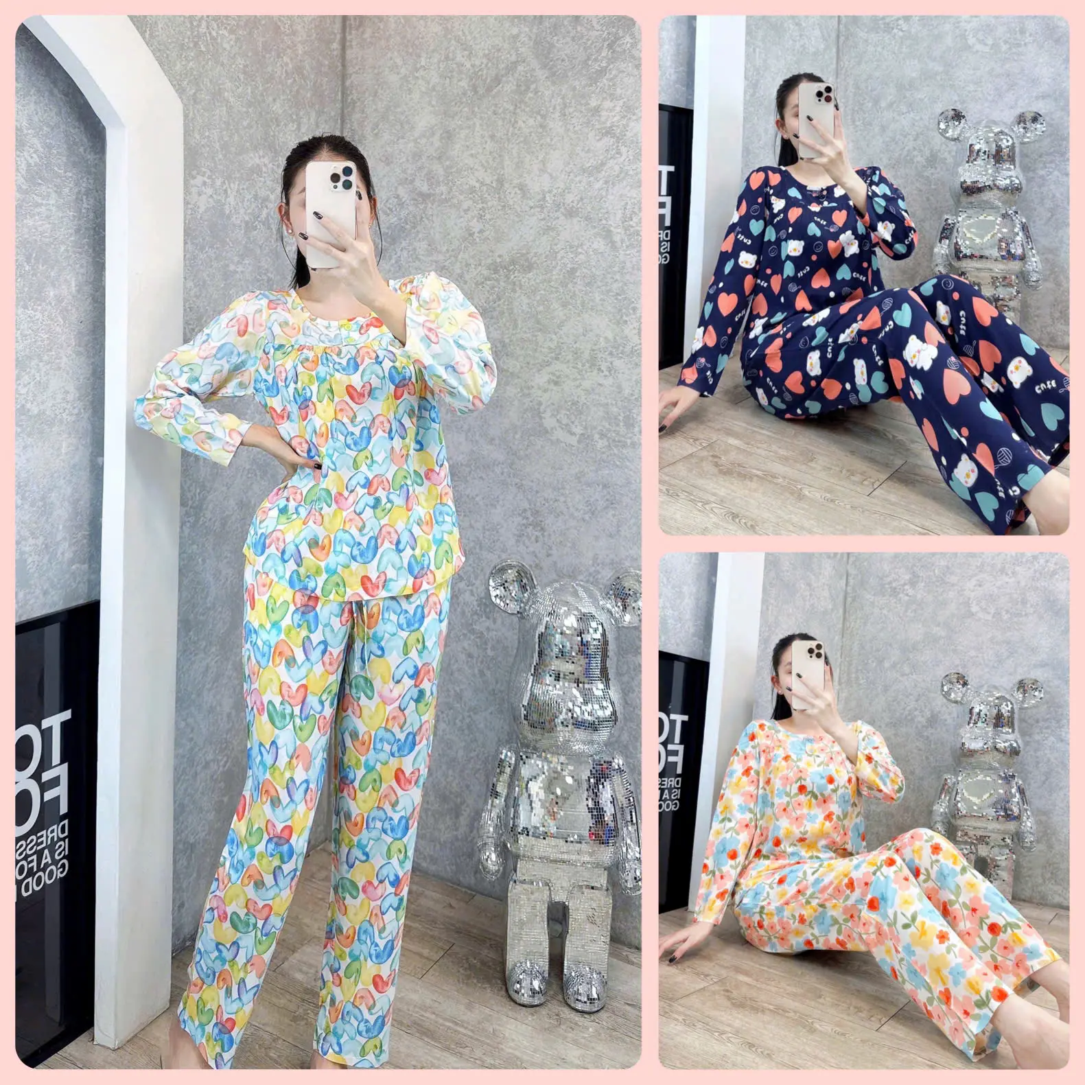 Đồ bộ tole nữ, bộ lanh mặc nhà quần dài, áo tay dài F21 VNXK SHOP5SAO (40-75kg) Women Đồ mặc nhà
