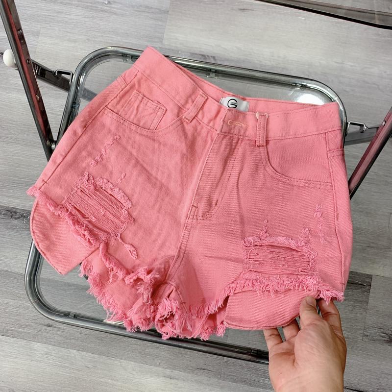 Quần đùi short jean nữ lưng cao rách xước lộ túi GENNY chất Denim Pants Women GN