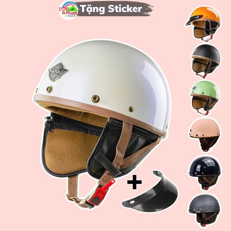 Mũ bảo hiểm Napoli N120 nửa đầu chính hãng - Đủ màu - Tặng kèm lưỡi trai, sticker dán mũ Helmet
