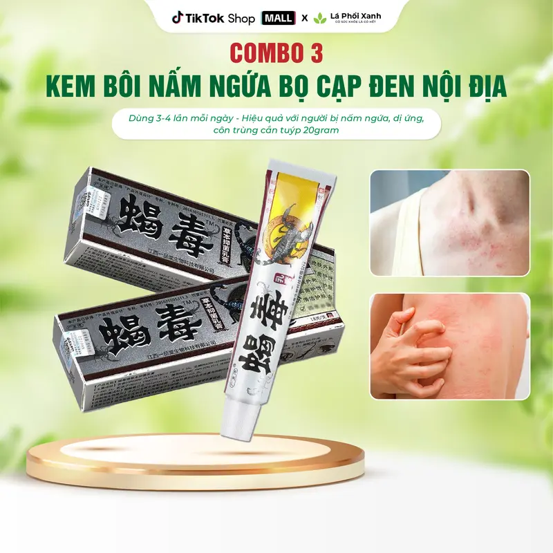 [Duy  nhất ] combo 3 Kem Bôi Nấm Ngứa Bọ Cạp Đen Nội Địa - Dùng 3-4 Lần mỗi ngày - Hiệu Quả với người bị nấm ngứa,dị ứng, côn trùnġ cắn tuýp 20gram 0