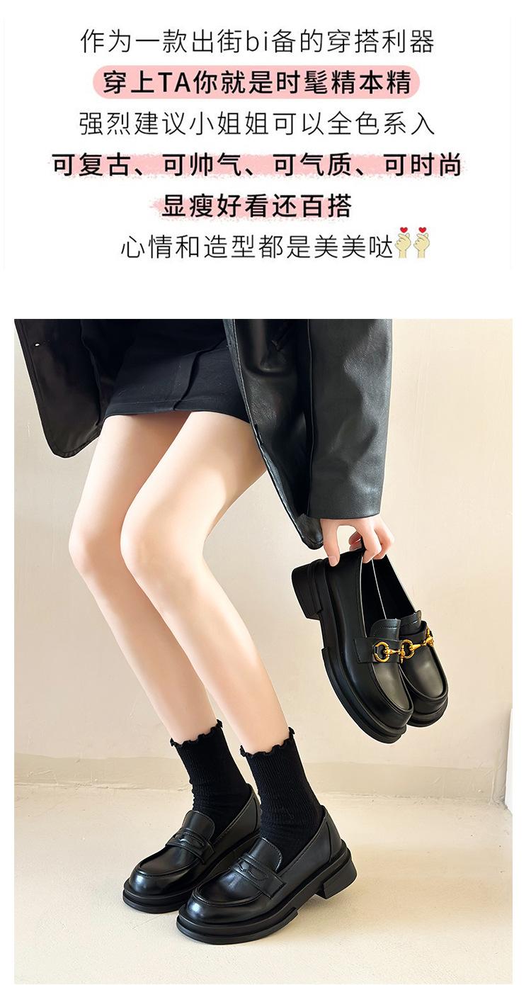 Product Introduction of Authentic Leather Loafers Women's 2024 Spring New Japanese JK Mary Jane Shoes Small Leather Shoes Slip-on Horsebit Buckle Pumps 7