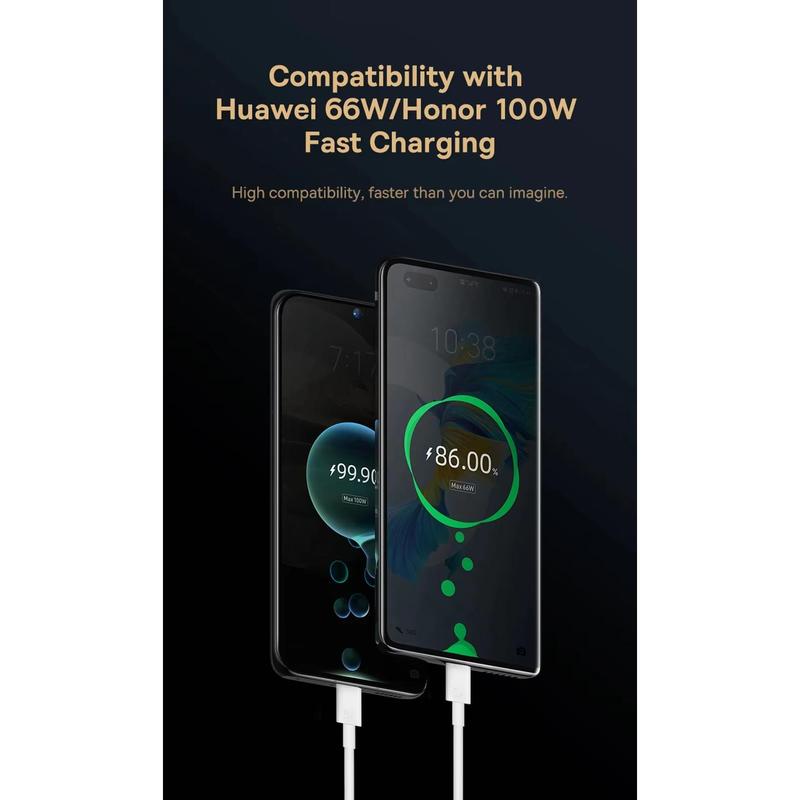 Cáp Có Thể Xoay 360 °, 66W, Sạc Nhanh, Chất Liệu Silicon Lỏng, Tương Thích Với Huawei P60 Và Honor Pad X9-6A, Có Màn Hình Điện Áp 3