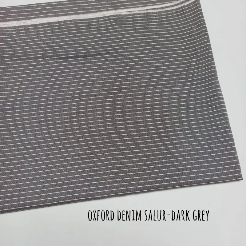 (HARGA 0,5m) KAIN KATUN CHAMBRAY OXFORD DENIM SALUR / GARIS-GARIS/STRIPE 6