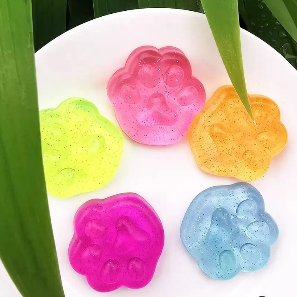 Kawaii Stress Relief Fidget Toy Ice Block Cat Paw Squeeze Toy Fish Transparent Cube Ice Cube Toys Party Favors