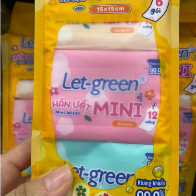 Bịch 3 Gói Khăn Ướt Mini Let-Green, Khăn Ướt Bỏ Túi Tiện Lợi 1