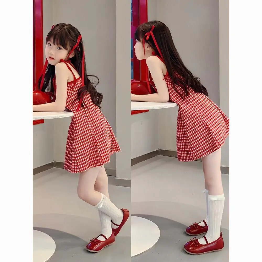 Váy Bé Gái, Họa Tiết Kẻ Sọc Đỏ, Váy Hai Dây Dễ Thương, Thích Hợp Cho Mùa Hè, Thiết Kế Thời Trang Mới, Được Thu Thập Bởi 2636 Người, Hợp Xu hướng