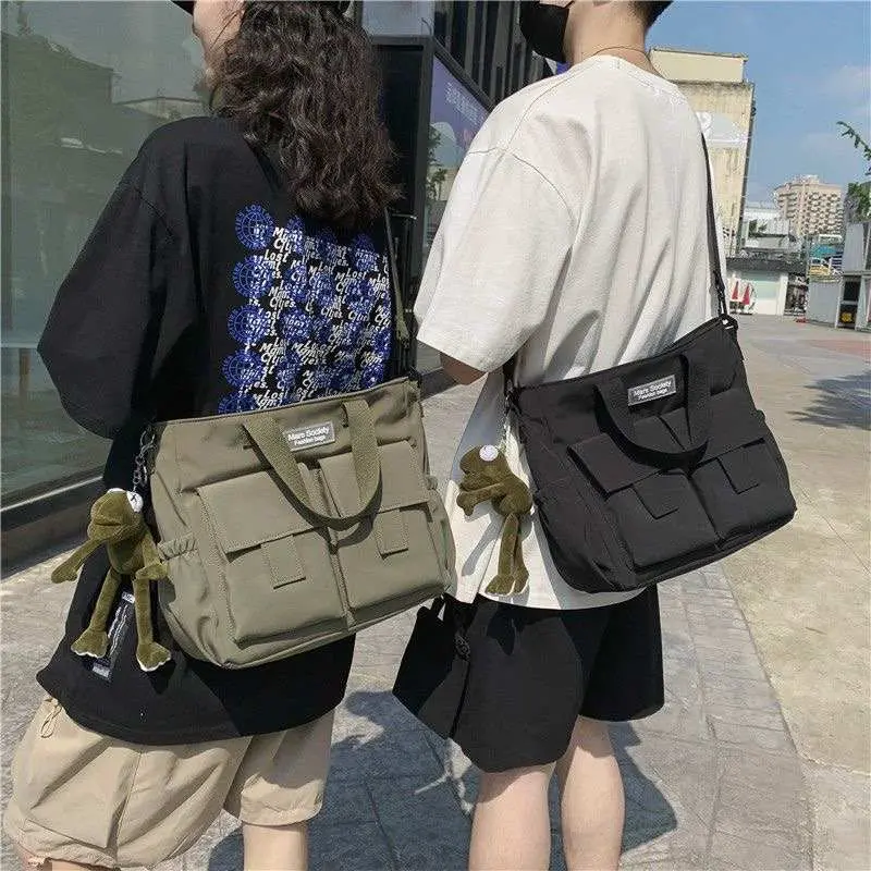 Canvas bag Japanese casual messenger bag student tooling large capacity backpack messenger bag