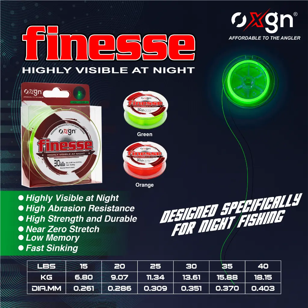 SENAR PANCING MONOFILAMENT NIGHT VISION OXGN FINESSE 150METER
