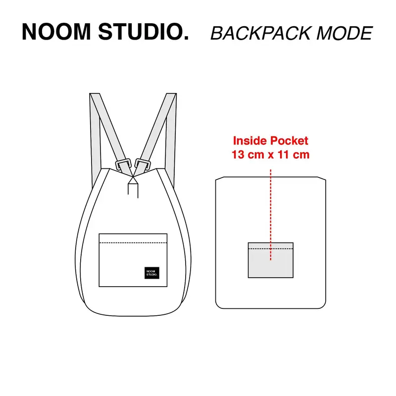 Noom Studio Barlow 2in1 Totepack Tote Bag & Backpack Codura Minimalis Unisex Pria & Wanita Hitam Abu Abu (Black Grey) 7