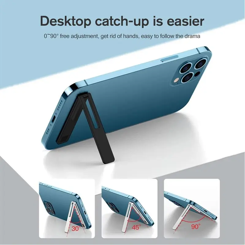 Ultra Thin Cell Phone Holder, Adjustable Angle Mini Metal Phone Kickstand, Portable Phone Stand, Foldable Horizontal/Vertical Desk Mobile Phone Holder Stand, Phone Accessories 2