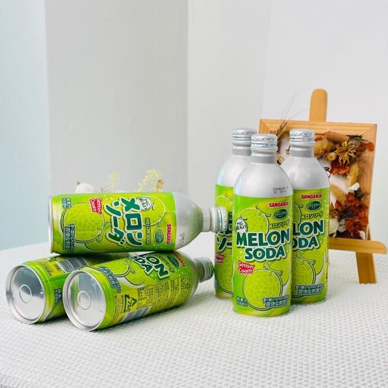 Nước giải khát Soda Sangaria vị nho vị dưa lưới vị tự nhiên chai nhôm 500ml hàng nội địa nhật bản 1