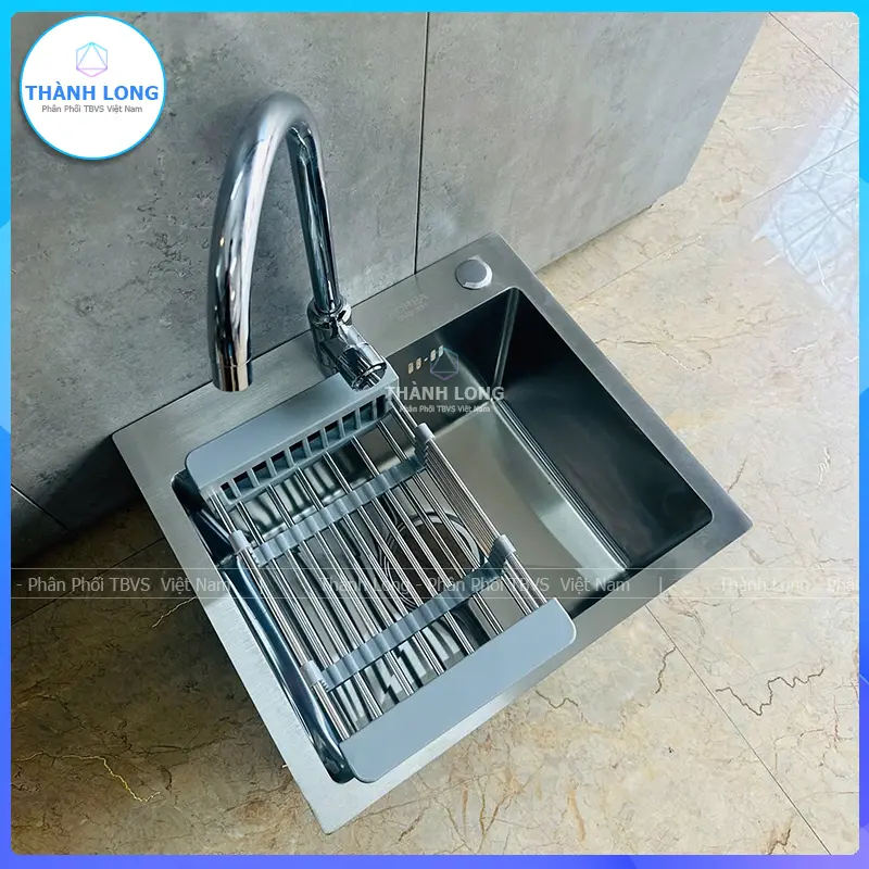 [45x40cm] Chậu Rửa Bát Inox 1 Hố Màu Inox Mờ Xước Cỡ Nhỏ, Bồn Rửa Bát 1 Hộc Inox 304 Cỡ Nhỏ 3