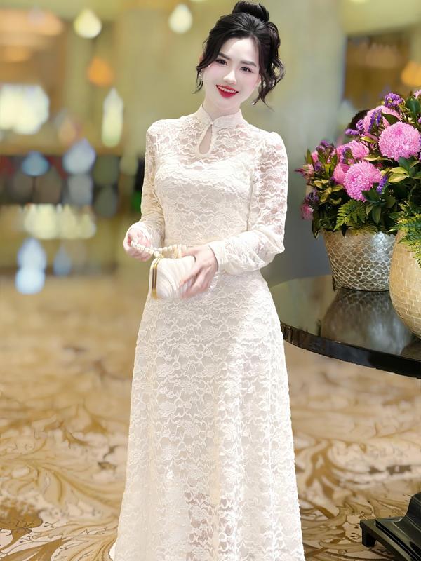 [MIỄN SHIP] MDU4403 Váy Ren Hàn 2 Lớp - Gam Màu Kem Sang Chảnh Cực Cuốn Hút Dành Cho Nữ Women Dress Tay Phồng 1