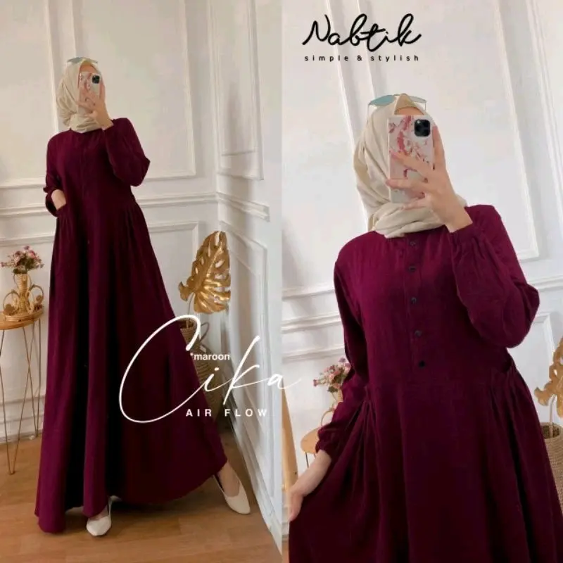GAMIS CIKA LAGI VIRAL UKURAN JUMBO XXL LD 120 CM CRINKLE Polos Wanita Muslim Nyaman 1