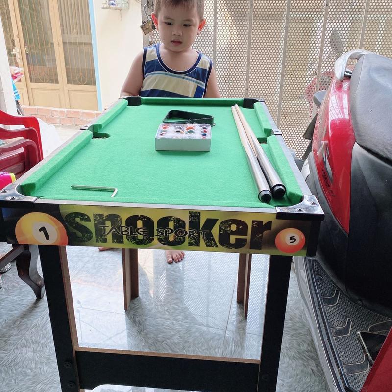  Bàn bida gỗ dài 79cm bi đá và 2 cơ đồ chơi cho bé 