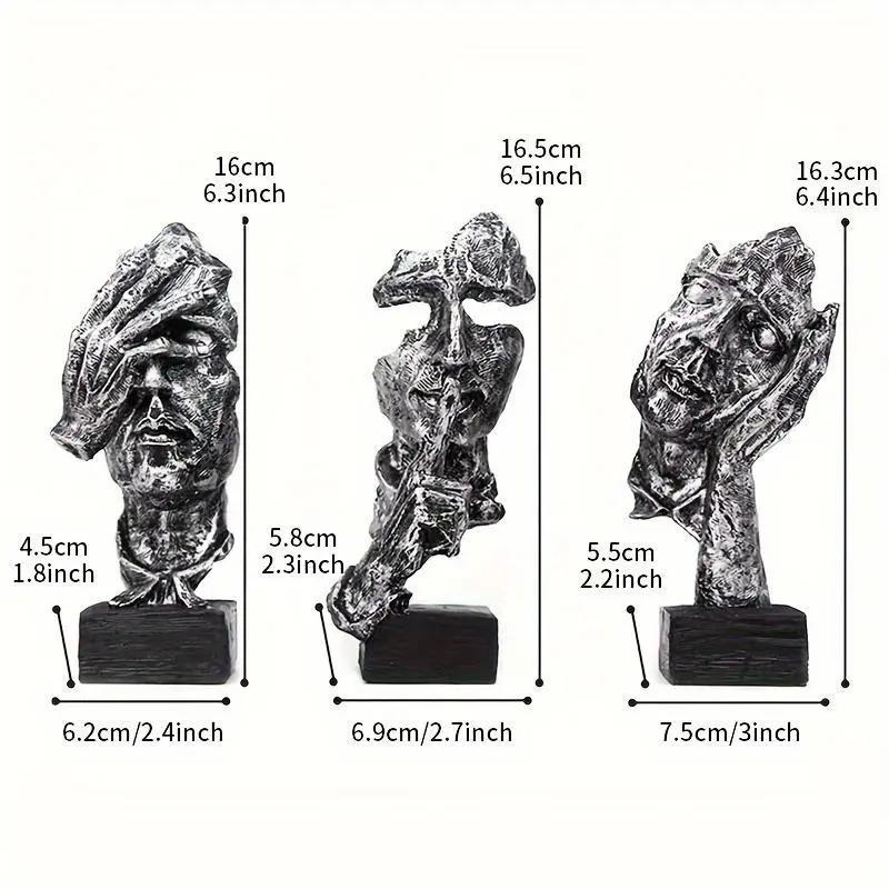 Abstract Thinker Statue, 3 Counts/set Creative Modern Resin Statue, Thinker Statue Sculpture, Room Decor, Home Office 1