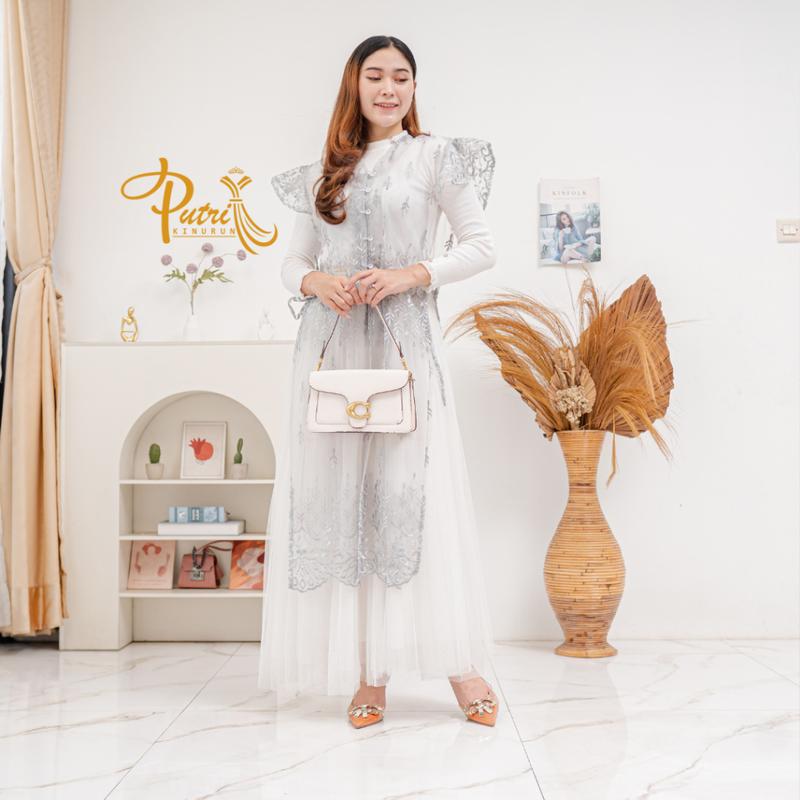 Kamila Outer Brokat Kondangan Lebaran 2025 Brukat Tunic Kekinian Bunga Premium Kancing Depan Mewah 1