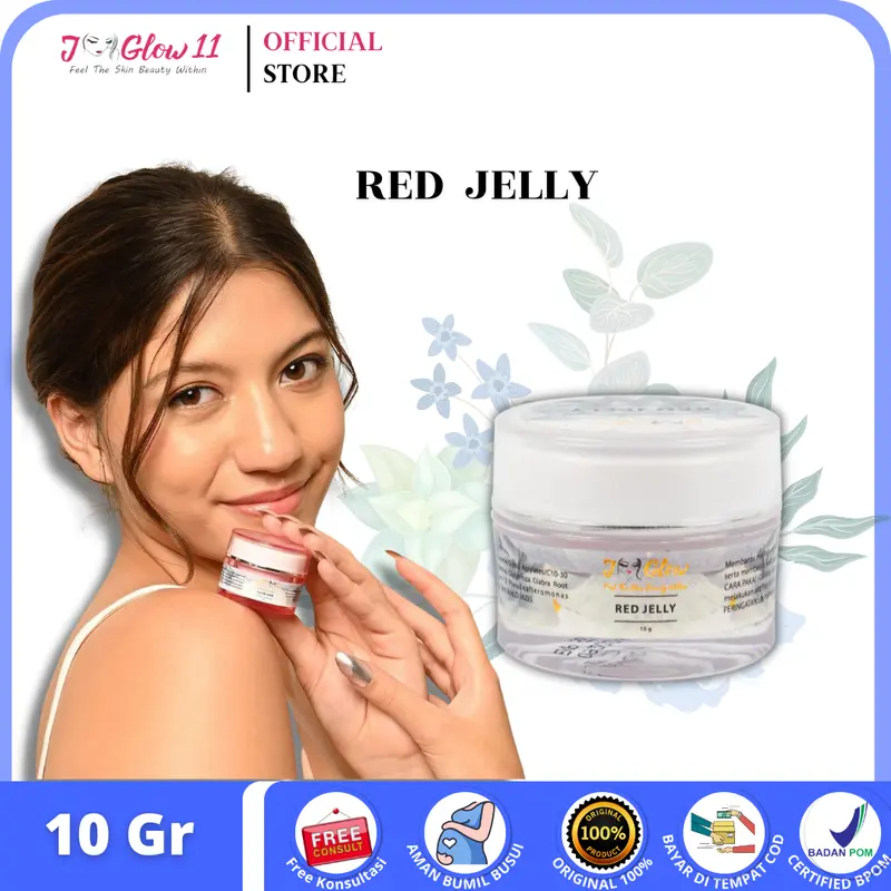 Jglow Skincare  Red Jelly Luminous Red Gel  Untuk Mencerahkan Melembabkan & Memudarkan Noda Hitam  Mengatasi Kulit Wajah Kusam Kering 3