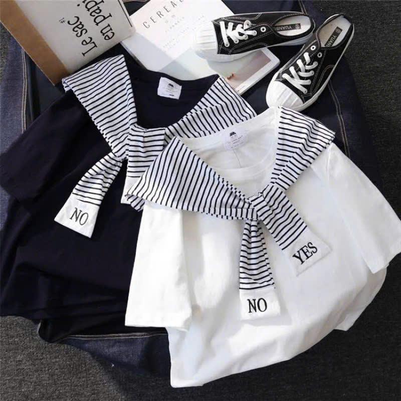 áo phông thụng chất côtton 2 chiều kèm khăn quàng kẻ có size từ 38-75kg