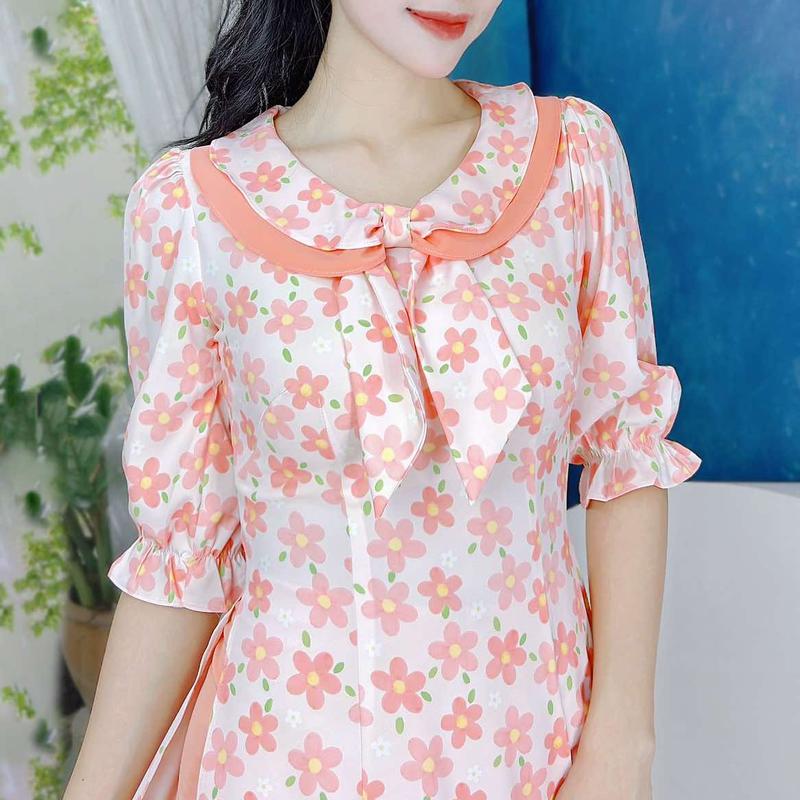 Áo dài truyền thống nữ kiểu cổ khăn quàng nữ sinh không kèm quần CHUU AD1563 3