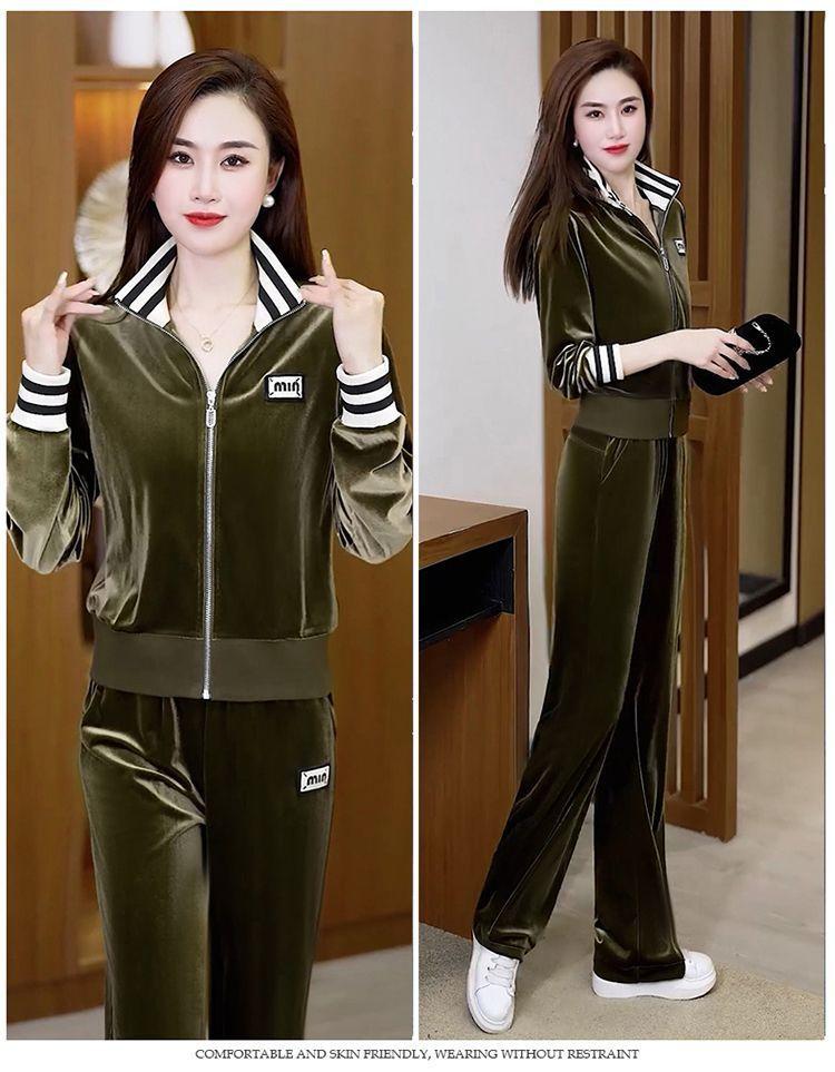 Product Introduction of Bộ Đồ Thể Thao, Nhung Vàng, Dành Cho Nữ, Mùa Xuân Và Mùa Thu, European Station, Ngoại Cỡ, Thời Trang Và Phong Cách, Trẻ Trung, Quần Ống Rộng, Bộ Hai Mảnh, Hàng Mới Về 20