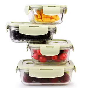 Glass Kitchenware  Bento Lunch Box Heat Resistant / Kotak Makan Tempat Bekal Kaca Tahan Panas Transparan H416 Hijau