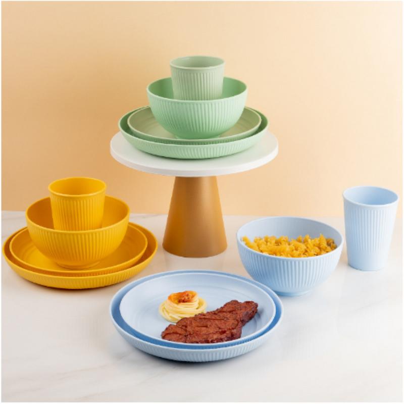 PP Tableware Dish Dish Combination Full Set of Vertical Pattern ...