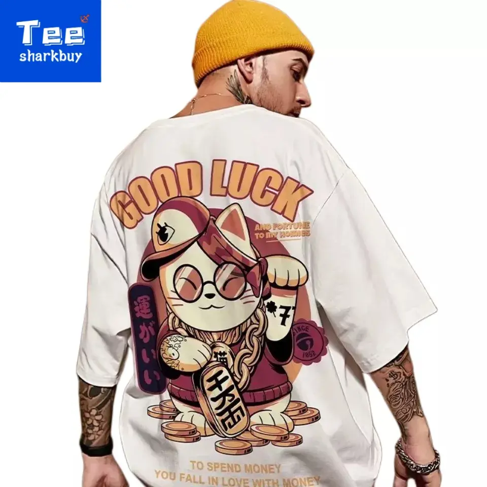 Áo Thun Nam Ngắn Tay, In Trắng Đen, Ngoại Cỡ M-4XL, [TEESHARKBUY]