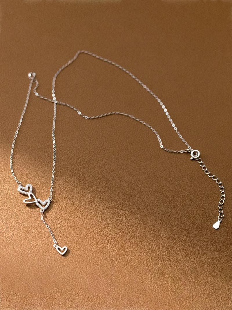 Product Introduction of S925 Sterling Silver Heart Shaped Pendant Necklace for Women, Fashion Jewelry for Party, Daily Clothing Decor, Trendy All-match & Exquisite Jewelry for Birthday Gift 7