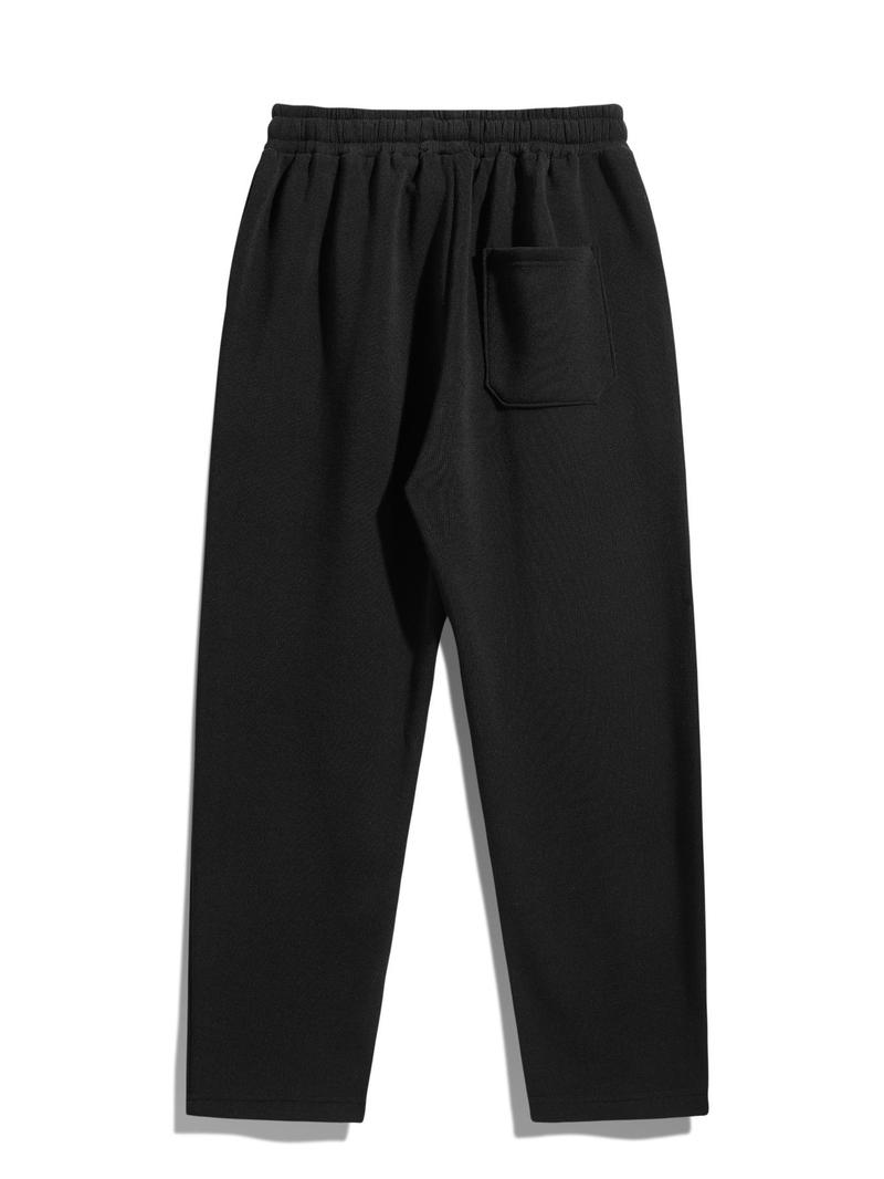 Product Introduction of Men's Solid Thermal Lined Drawstring Waist Pants, Casual Comfy Regular Fit Straight Leg Trousers for Fall & Winter, Men's Bottoms for Daily Wear 2