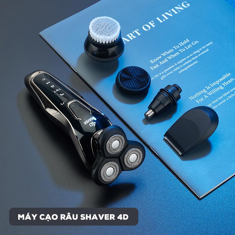 [BÁN CHẠY] Máy Cạo Râu 4D 3 IN 1 Thông Minh, Chống Nước Cao Cấp IPX7, Làm Sắc Lưỡi Cạo, Bảo Hành 12 Tháng