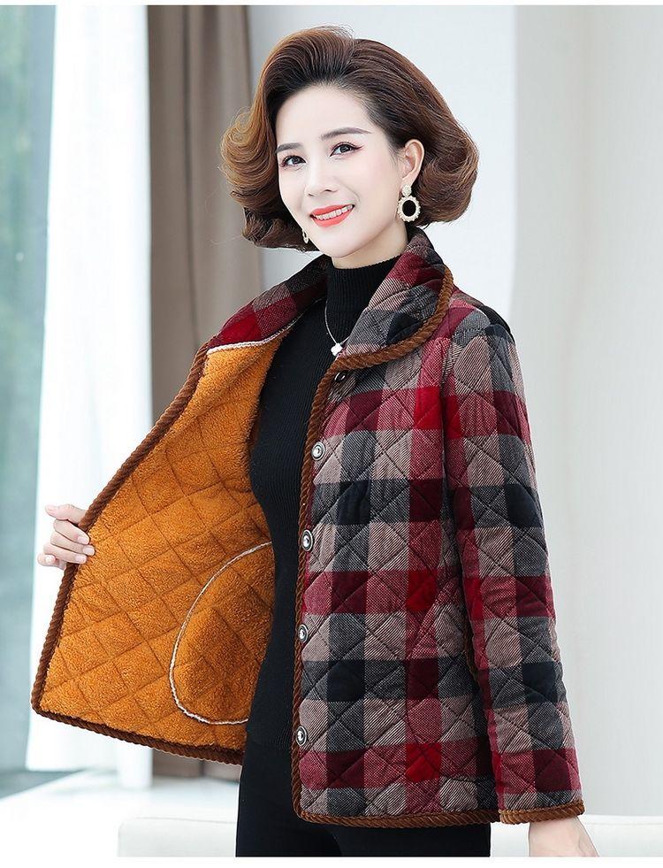 Product Introduction of Áo Khoác Độn Bông, Dành Cho Mẹ TRUNG NIÊN, Quần Áo Mùa Thu Và Mùa Đông, Thời Trang Quý Phái, Ngoại Cỡ, Nhung Ngắn, Ấm Áp, Ve Áo Hoa, Áo Khoác Độn Bông, Thích Hợp Cho Phụ Nữ Trung Niên 16