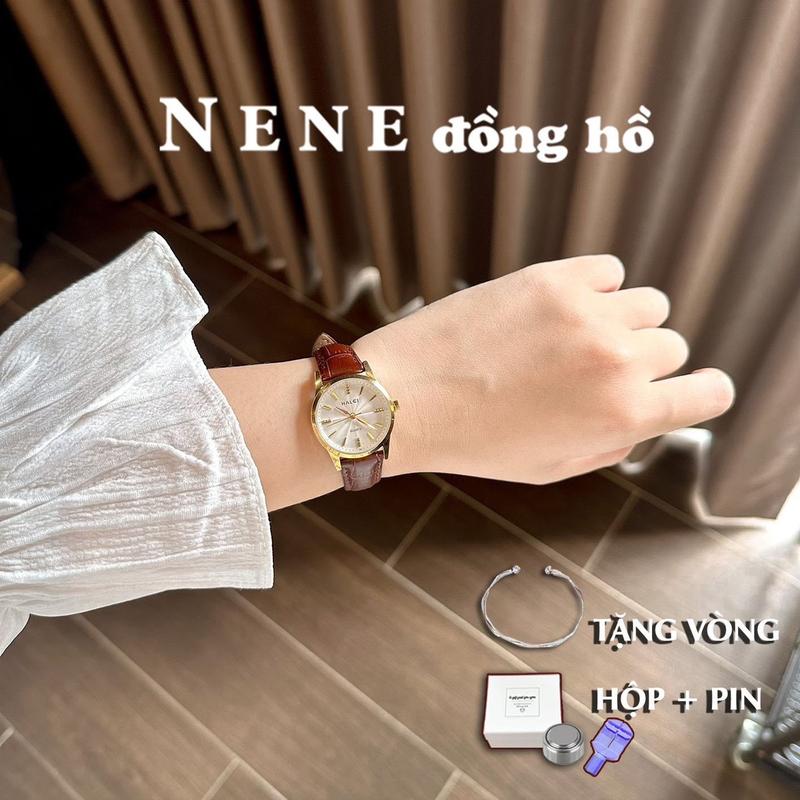 Đồng hồ Nữ HL N45 số la mã dây pu số đính đá thời trang hai màu đen nâu [Tặng pin và hộp] Watch Women
