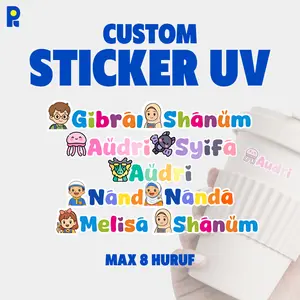 Pikapik Sticker Nama Custom 60pcs Karakter Kartun Lucu Sticker Pensil Sekolah Anti Tertukar High Quality Tahan Air