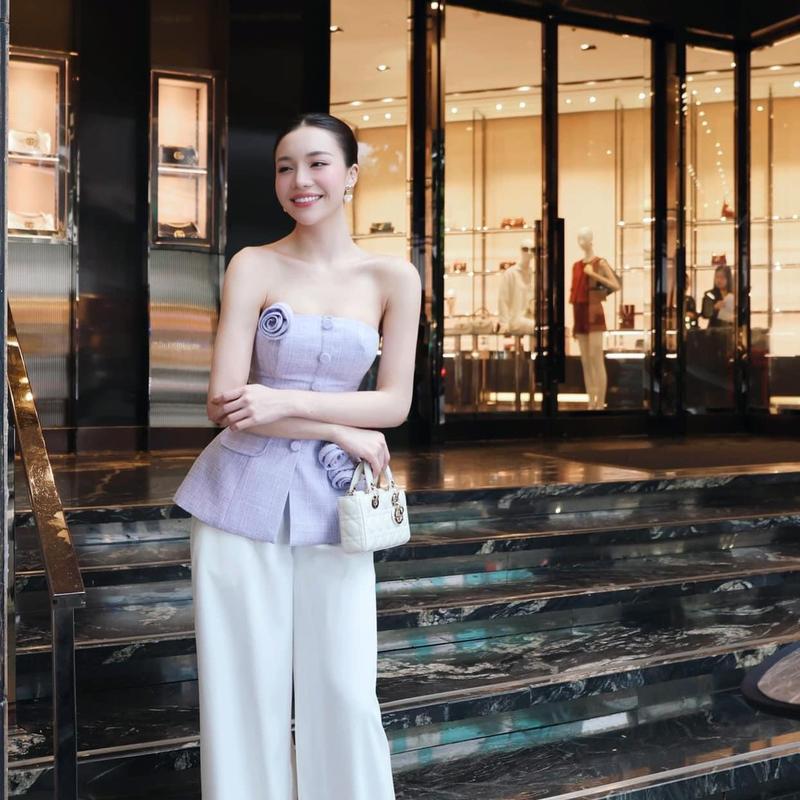 Sét thiết kế - Sét bộ áo cup dạ cúc bọc phối quần xuông dài 3 màu Nữ Women Top 1370