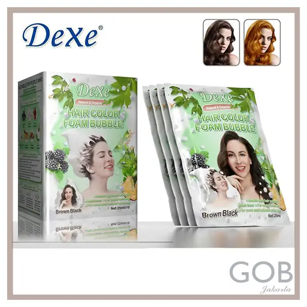 GOB - DeXe Hair Color Shampoo - Pewarna Semir Rambut Sampo Busa penghitam uban 5