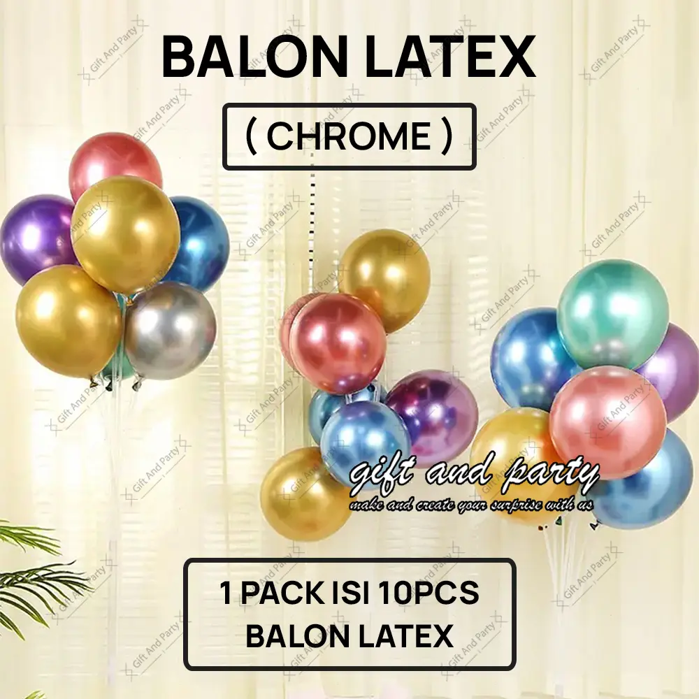 Balon Latex Chrome 12 Inch 10 Pcs / Balon Metalik Chrome