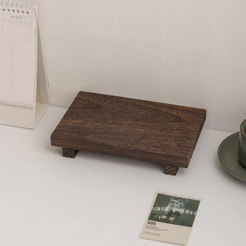 Wooden Vanity Tray, Rustic Soap Dish Holder, Plant Vase Decorative Stand, Sturdy Handmade Wood Organizer Tray with Natural Pattern 1