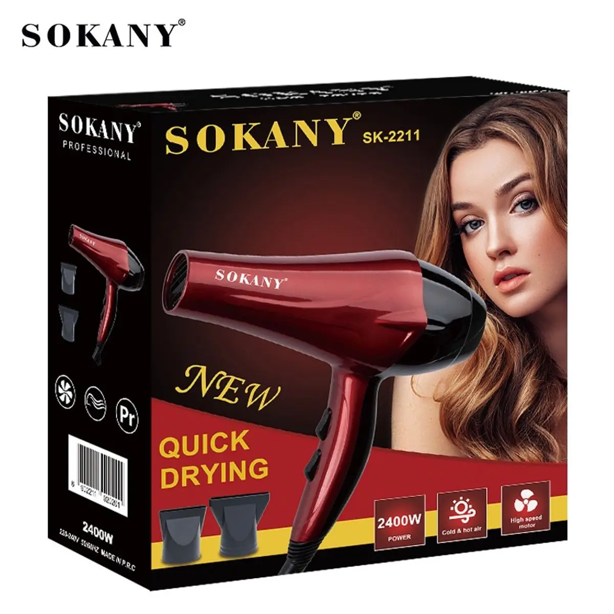 Máy sấy tóc SOKANY , máy tạo kiểu ion âm chống khô tóc dễ dàng sử dụng