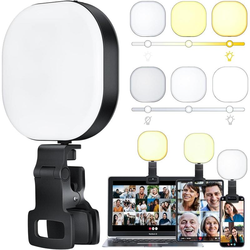 Mini Selfie Light,5 Light Modes Phone Light Clip on, Phone Selfie Ring with Tripod Stand 2000mAh Rechargeable & Adjusted, Ring Selfie Light for Conference/Camera Light-for Makeup/YouTube Live 0
