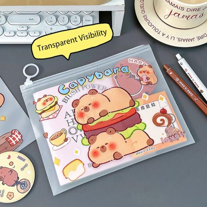 Product Introduction of Roblue New PVC Capybara File Bag Cute Cartoon Transparent Test Paper Storage Pouch Light Large Opening School Supplies Student 11