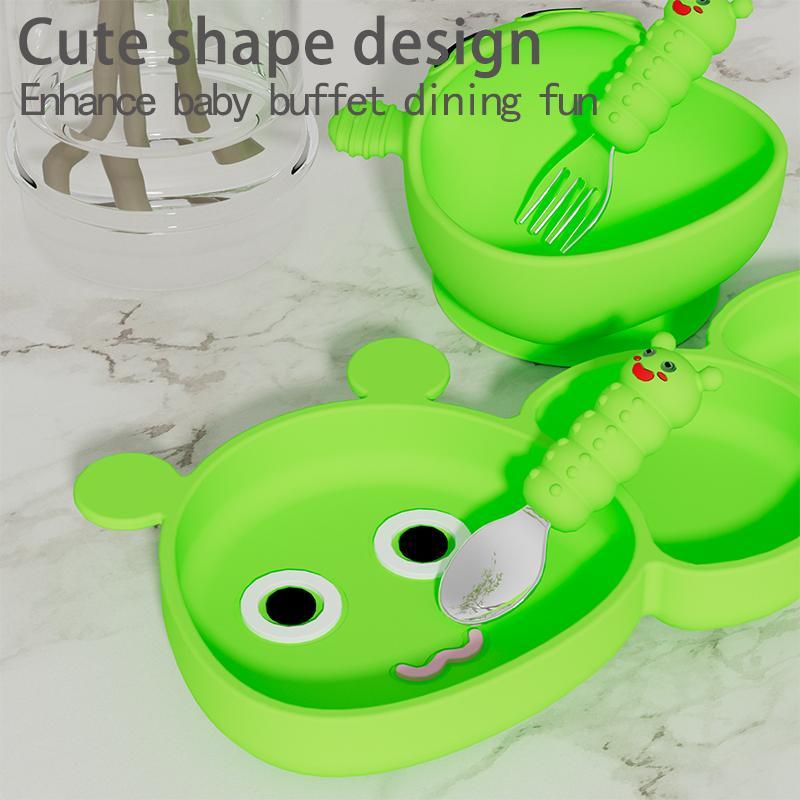 Cute Cartoon Design Silicone Suction Bowl, Baby Feeding Training Bowl, Suction Cup Feeding Training Bowl for Baby Boys and Girls 6