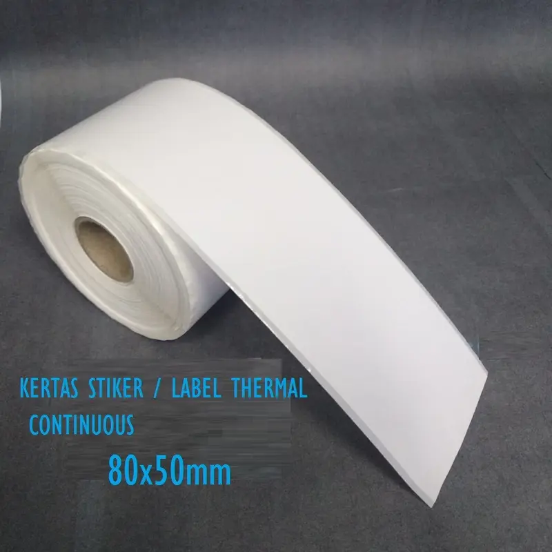 SMARTCOM -  Kertas Stiker Label Printer Thermal 80x50mm Continuous 80 x 15 Meter 1