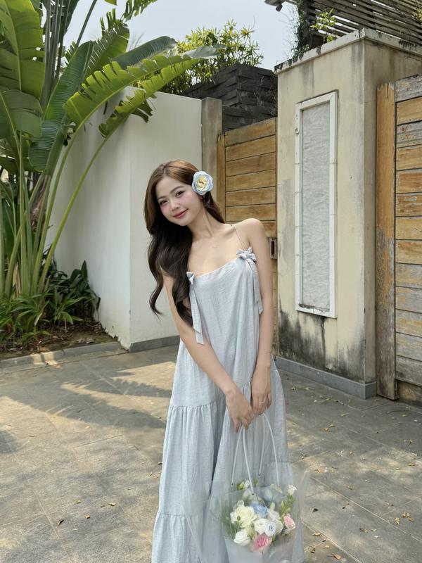 Đầm 2 dây babydoll dáng xoè dài , váy hai dây nơ dễ thương | KARINA DRESS | Secodee