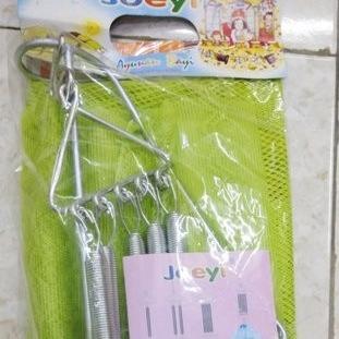 ayunan bayi gantung joeyi per5 pakai kelambu lengkap dengan per dan besi gantungan kain warna (biru,hijau dan pink) 2
