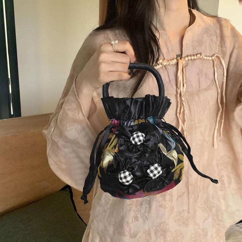 Product Introduction of vomic Fashion Embroidered Flower Women Handbags Ethnic Style Top Handle Bucket Bag Handmade Cosmetic Bag for Women 13