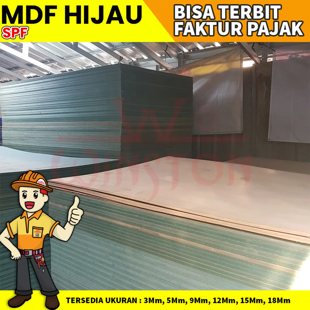 MDF / HMR anti air 3 mm, 6 mm, 9 mm, 12 mm, 15 mm, 18 mm Hijau HMR Waterproof Kwalitas Export Merah