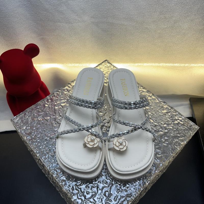 [Hàng QC_BOX] Dép nữ xỏ ngón quai đính hoa trà chuẩn QCCC fullbox