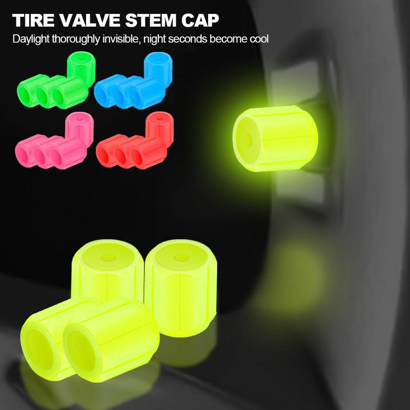 4Pcs Luminous Car Valve Cap Dust-proof Decorative Tires Tyre Stem Covers Applicable Accessories Universal Motorcycle Bike #448503 0