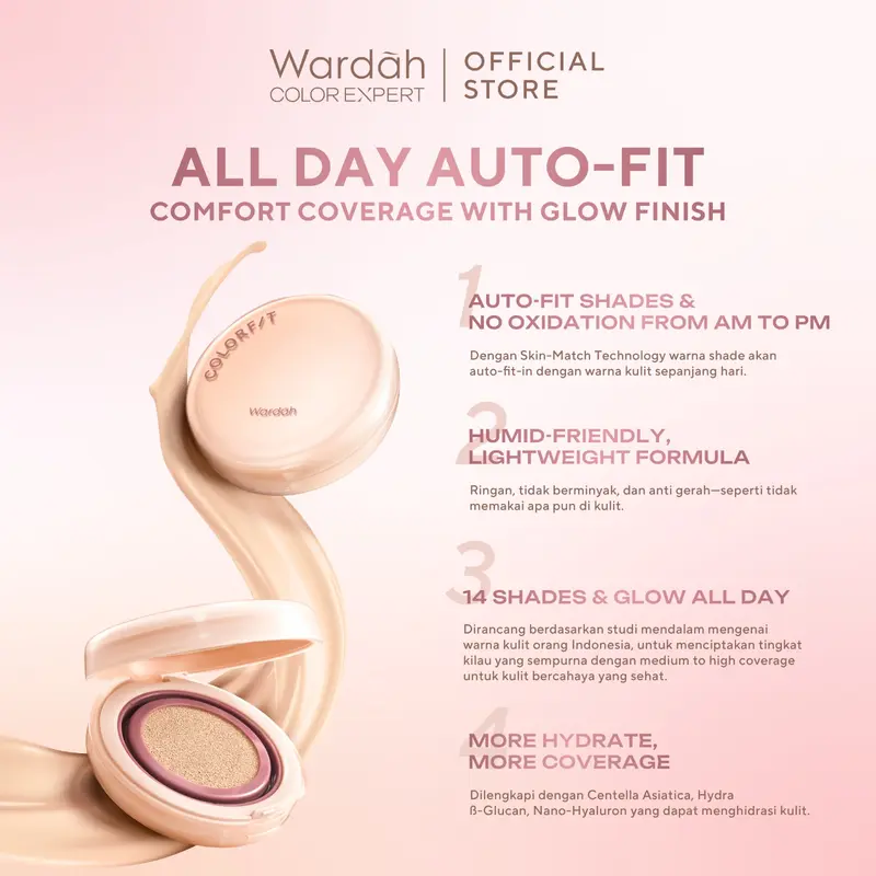 WARDAH Paket Glasting Liquid Lip + Colorfit Perfect Glow Cushion - Makeup 2